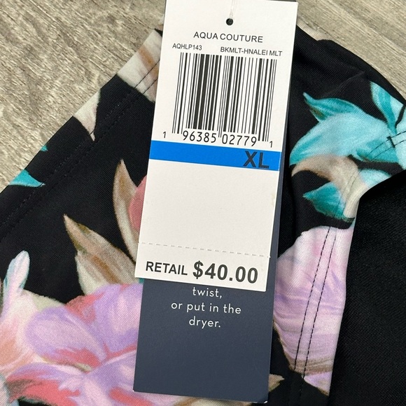 Aqua Couture XL 16 18 Swim Bikini Bottom Hipster Flowers Tropical Swimwear NWT - Picture 6 of 9